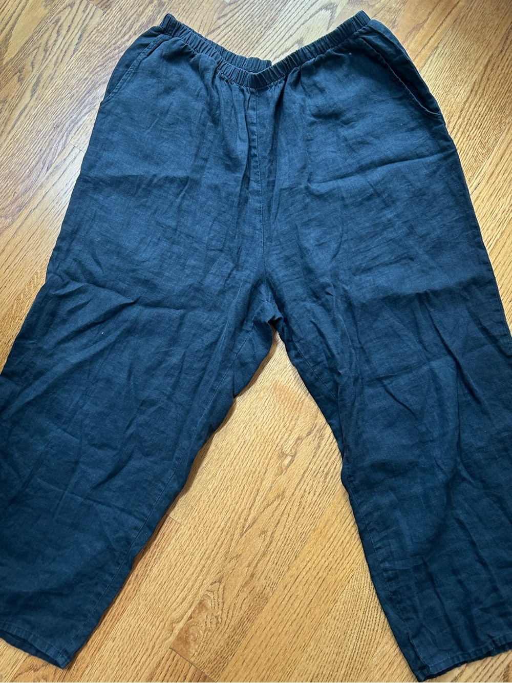 Flax Black Linen wide leg pants